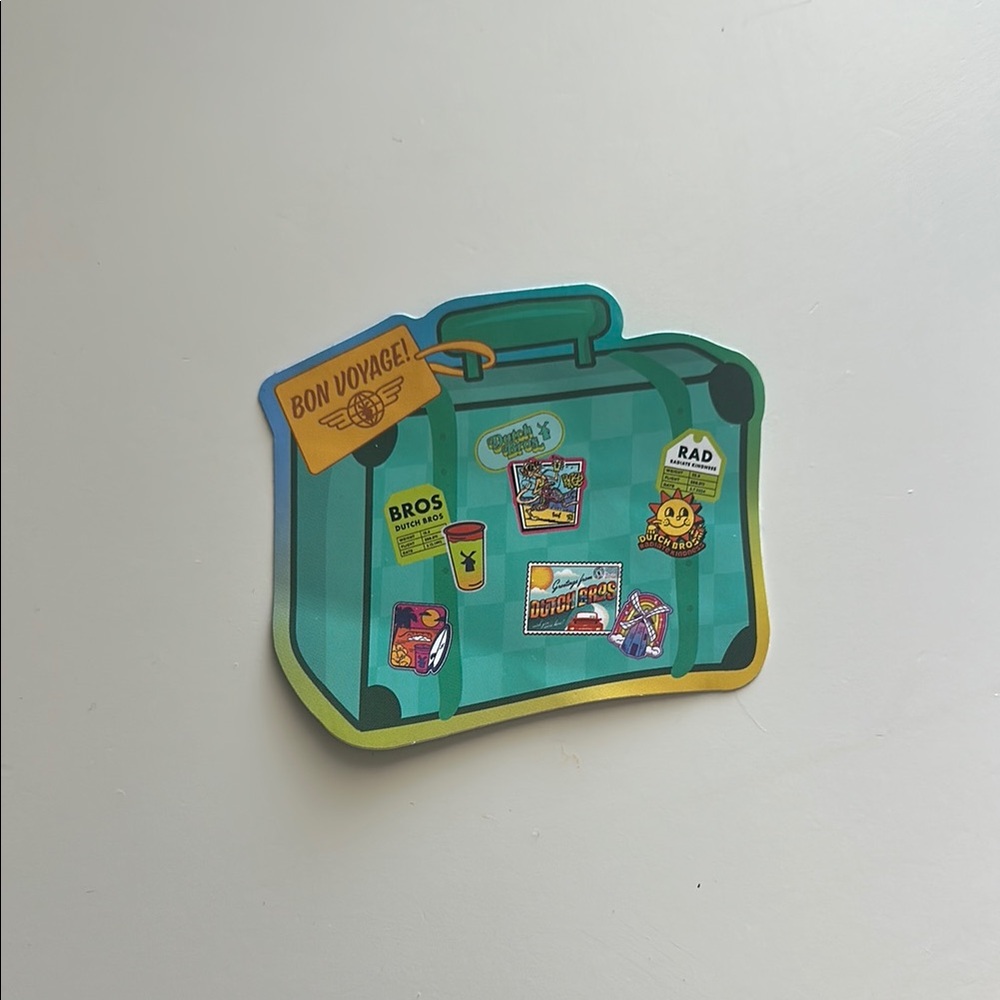 Unused NEW Colorful Travel Suitcase DUTCH BROS Sticker